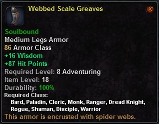 In-game tooltip for Webbed Scale Greaves