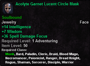 In-game tooltip for Acolyte Garnet Lucent Circle Mask