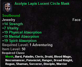 In-game tooltip for Acolyte Lapis Lucent Circle Mask