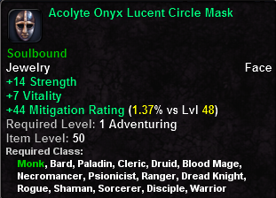In-game tooltip for Acolyte Onyx Lucent Circle Mask