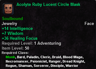 In-game tooltip for Acolyte Ruby Lucent Circle Mask