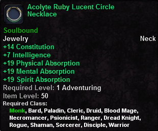 In-game tooltip for Acolyte Ruby Lucent Circle Necklace