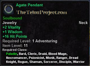 In-game tooltip for Agate Pendant