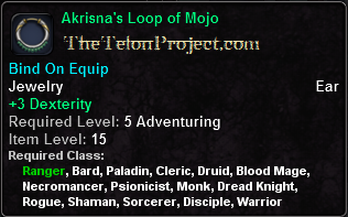 In-game tooltip for Akrisna's Loop of Mojo