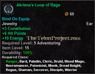 In-game tooltip for Akrisna's Loop of Rage