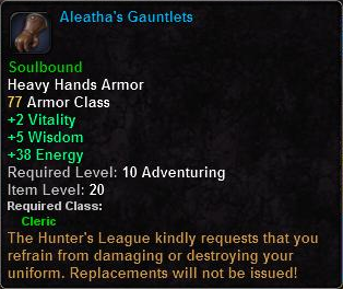 In-game tooltip for Aleatha's Gauntlets