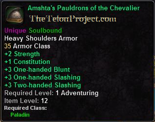 In-game tooltip for Amshta's Pauldrons of the Chevalier