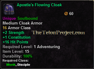In-game tooltip for Apostle's Flowing Cloak