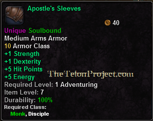 In-game tooltip for Apostle's Sleeves