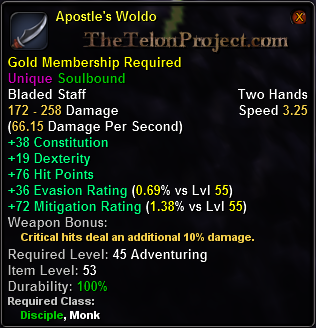 In-game tooltip for Apostle's Woldo