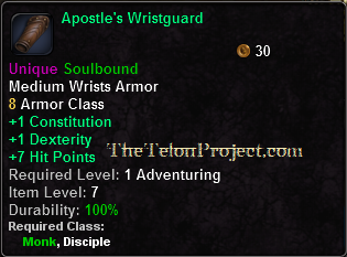 In-game tooltip for Apostle's Wristguards