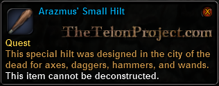 In-game tooltip for Arazmus Small Hilt