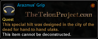 In-game tooltip for Arazmus' Grip