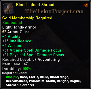 In-game tooltip for Bloodstained Shroud
