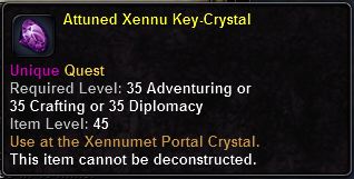 In-game tooltip for Attuned Xennu Key-Crystal