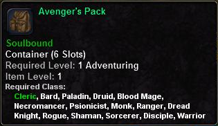 In-game tooltip for Avenger's Pack