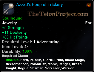 In-game tooltip for Azzad's Hoop of Trickery