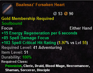 In-game tooltip for Baalesaz' Forsaken Heart