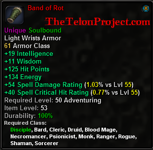 In-game tooltip for Band of Rot