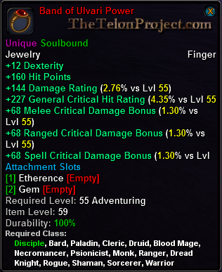 In-game tooltip for Band of Ulvari Power