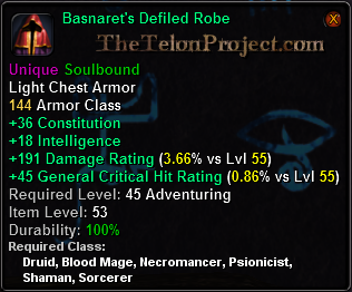 In-game tooltip for Basnaret's Defiled Robe
