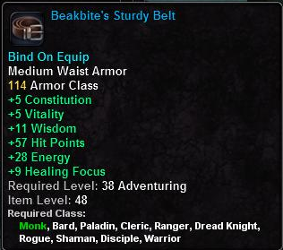 In-game tooltip for Beakbite's Sturdy Belt