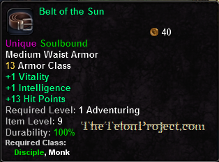 In-game tooltip for Belt of the Sun