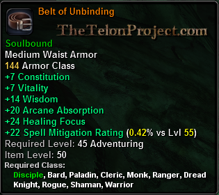 In-game tooltip for Belt of Unbinding