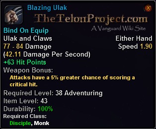 In-game tooltip for Blazing Ulak