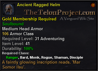 In-game tooltip for Ancient Ragged Helm