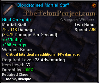 In-game tooltip for Bloodstained Martial Staff