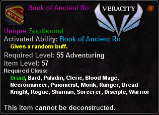 In-game tooltip for Book of Ancient Ro