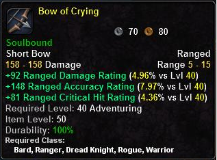 In-game tooltip for Bow of Crying