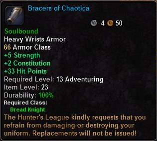 In-game tooltip for Bracers of Chaotica