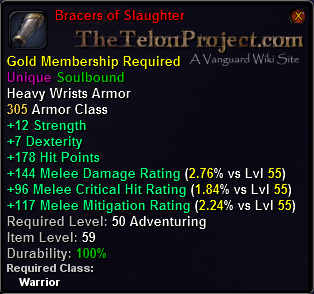 In-game tooltip for Bracers of Slaughter