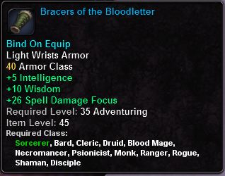 In-game tooltip for Bracers of the Bloodletter