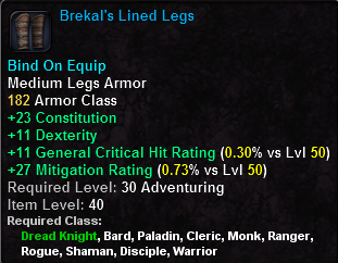 In-game tooltip for Brekal's Lined Legs