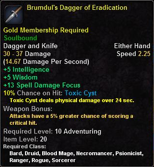 In-game tooltip for Brumdul's Dagger of Eradication