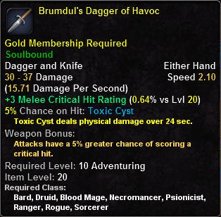 In-game tooltip for Brumdul's Dagger of Havoc