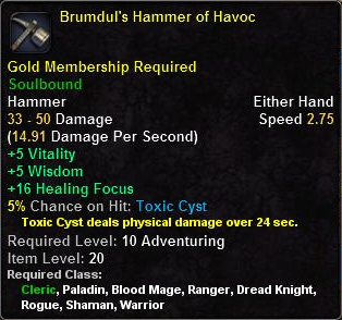 In-game tooltip for Brumdul's Hammer of Havoc