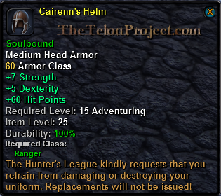 In-game tooltip for Cairenn's Helm