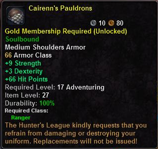 In-game tooltip for Cairenn's Pauldrons