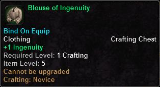 In-game tooltip for Blouse Of Ingenuity