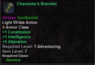 In-game tooltip for Channeler's Bracelet
