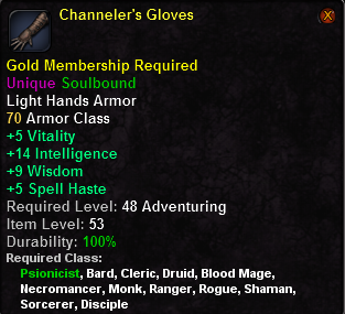 In-game tooltip for Channeler's Gloves