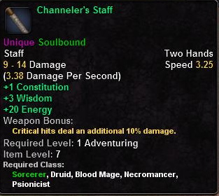 In-game tooltip for Channeler's Staff