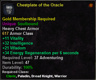 In-game tooltip for Chestplate of the Oracle