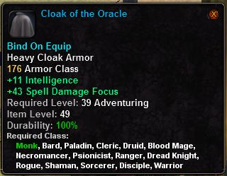 In-game tooltip for Cloak of the Oracle