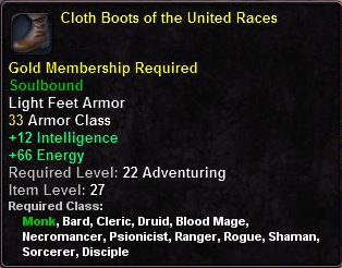 In-game tooltip for Cloth Boots of the United Races