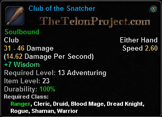 In-game tooltip for Club of the Snatcher
